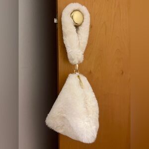Pia Rossini Cream Faux Fur Bag/Wristlet